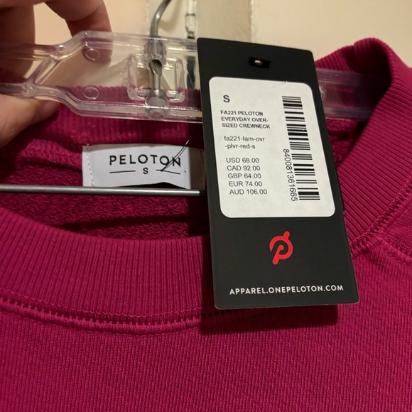 NWT Peloton Everyday Oversized Crewneck Sweatshirt Red/Pink 100% Cotton - Picture 4 of 6